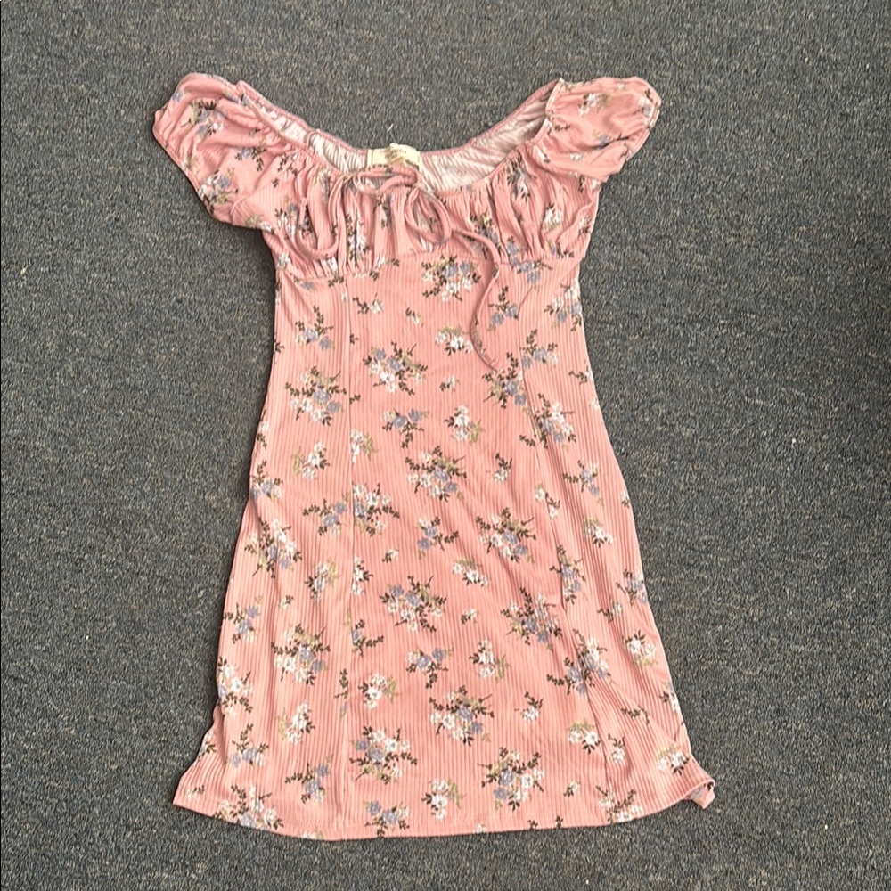 No Comment Pink Floral Front-Tie Bodycon Mini Dress